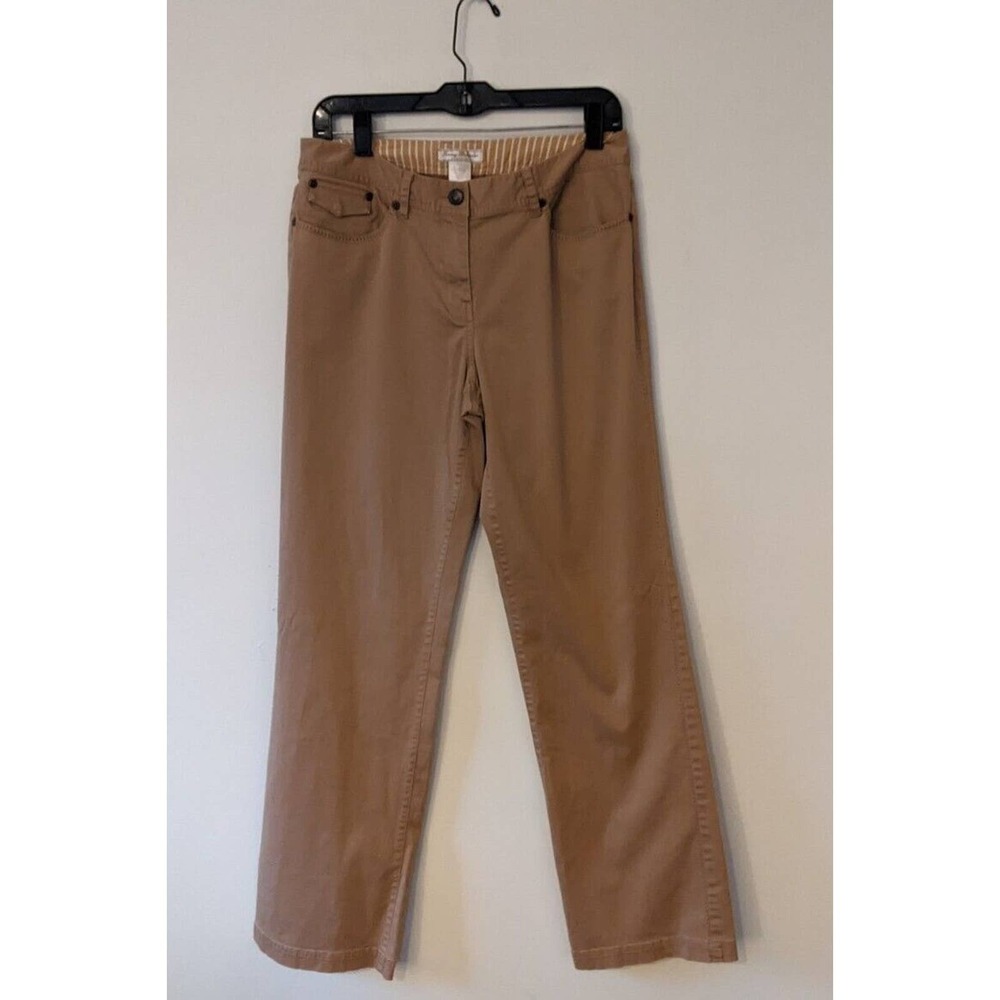 Tommy Bahama Womens Cropped Pants Size 8 Khaki Stretch, Embroidered back pocket